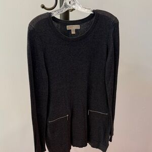 Vince Camuto Dark Gray Sweater with Zipper Accents